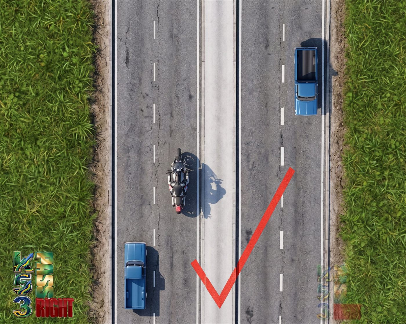 Motorcycle riding on a dual road